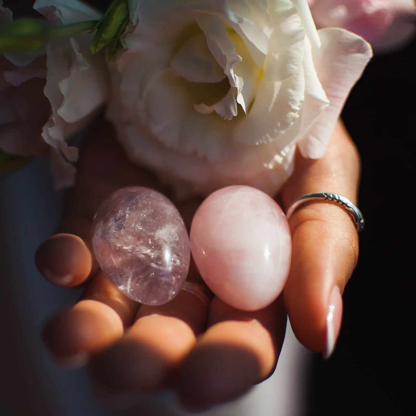 Rose quartz yoni eggs